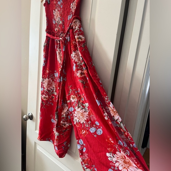 American Eagle Outfitters Red Floral Jumpsuit - Picture 7 of 14